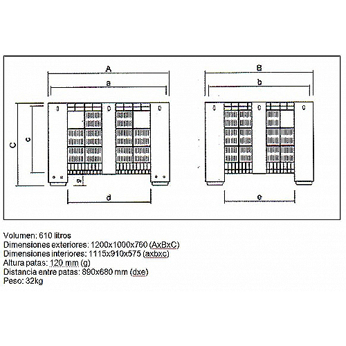 Kunststoff behälter 1,200 X 1,000 X 760 mm, Tragfähigkeit 610 kg - 0