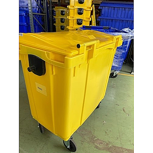 Müllcontainer gelb, luftbereifte Räder, 800 L - 0