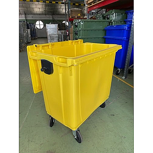 Müllcontainer gelb, luftbereifte Räder, 800 L - 0