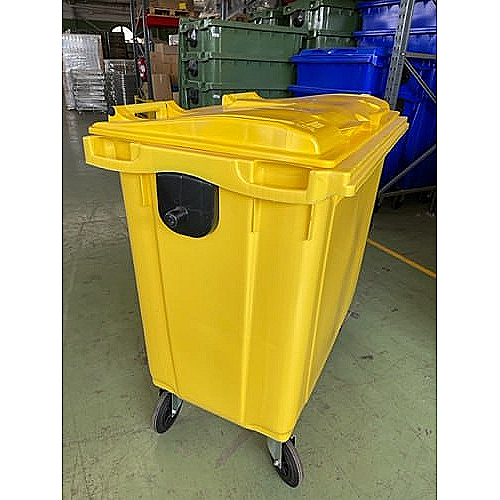 Müllcontainer gelb, luftbereifte Räder, 800 L - 0