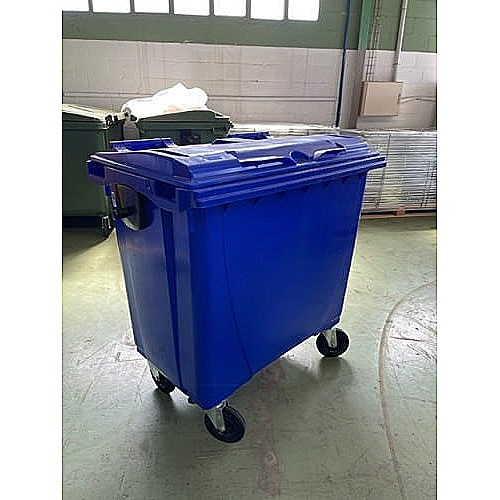 Müllcontainer blau, luftbereifte Räder, 800 L - 0