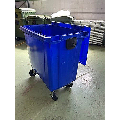 Müllcontainer blau, luftbereifte Räder, 800 L - 0