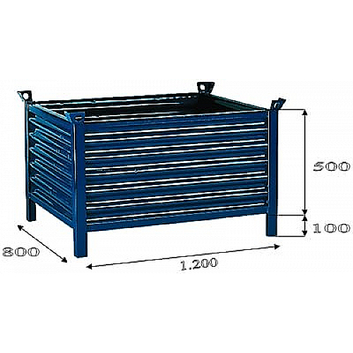 Metall stapelbehälter, 1200x800x500, tragfähigkeit 2000 kg - 0