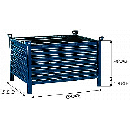 Metall stapelbehälter, 800x500x400, tragfähigkeit 2000 kg - 0