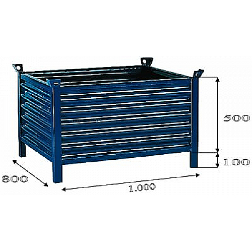 Metall stapelbehälter, 1000x800x500, tragfähigkeit 2000 kg - 0