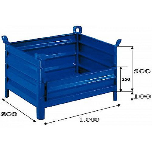 Vollwand-Stapelbehälter mit zu öffnenden Seiten 1000x800x500, tragfähigkeit 2000 kg - 0