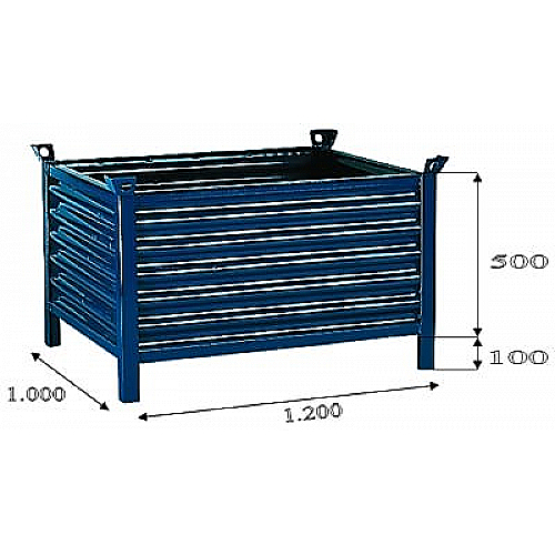 Metall stapelbehälter, 1.200x1.000x500, tragfähigkeit 2000 kg - 0