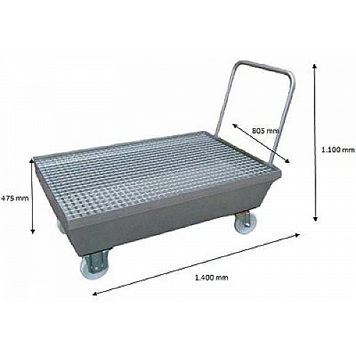 Fahrbare Auffangwanne aus Stahlblech - 750 kg - 0