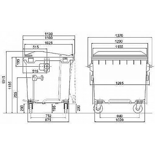 Müllcontainer 1000 L , grün - 0