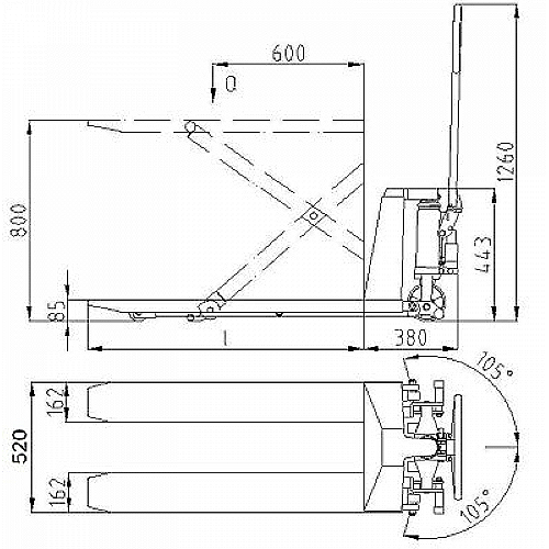 Handhubwagen mit Scherenmechanismus 1500 kg - 0